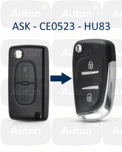 Kaukolukitusavain Peugeot Expert/807, Citroen Jumpy/C8, Fiat Scudo (ASK) 2-nappia HU83 CE0523