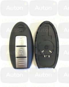 Kaukolukitusavaimen kuori Nissan 2009+ Keyless Go (2-nappia) paristo keskellä