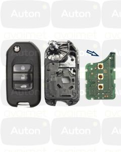 Kaukolukitusavaimen kuori Honda 2010+ linkkuavain 3-nappia Versio2