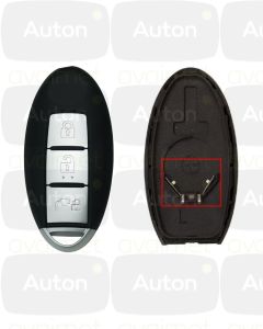 Kaukolukitusavaimen kuori Nissan 3-nappia latauspistokkeen nappilla (paristo keskellä)