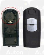 Mazda Keyless Go avaimen kuori (2-nappia) paristo ylhäällä 