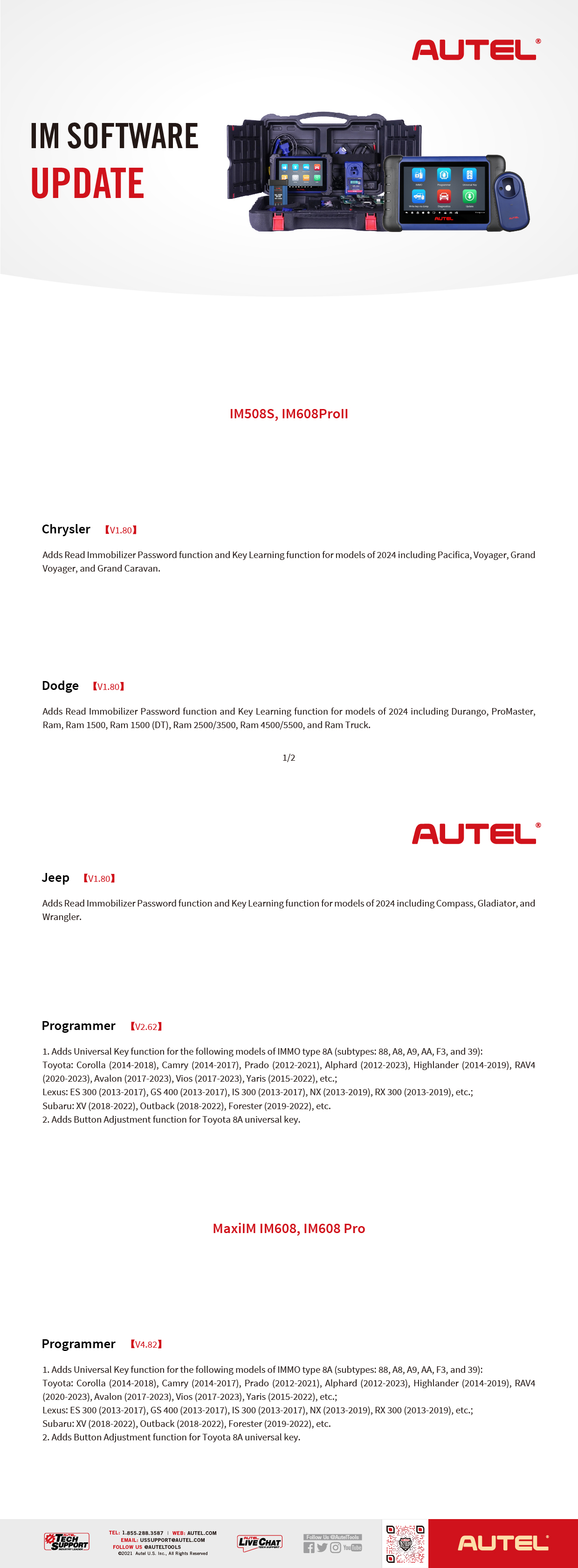 Autel IM Software Update - April 2024